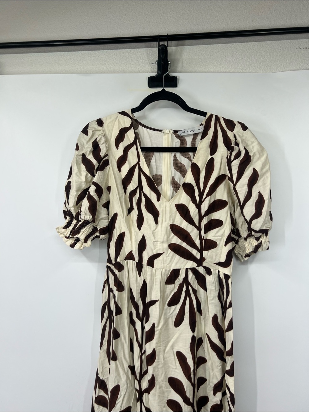 Petal & Pup Steele Puff Sleeve Midi Dress in Brown Palm - Picture 3 of 8